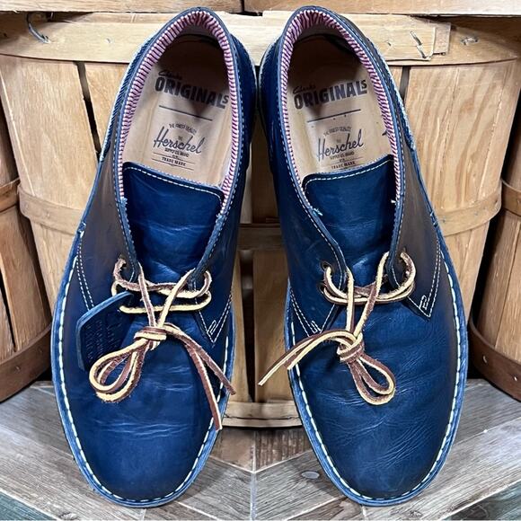 Clarks x Herschel Blue Leather Denim Limited Edition Desert Boots Men Size 10.5 - Picture 12 of 14